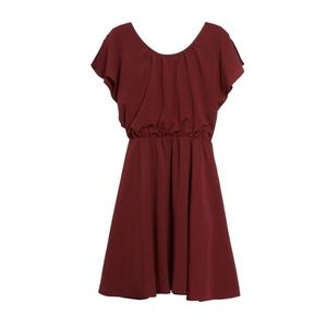 Flutter Sleeve burgundy dress